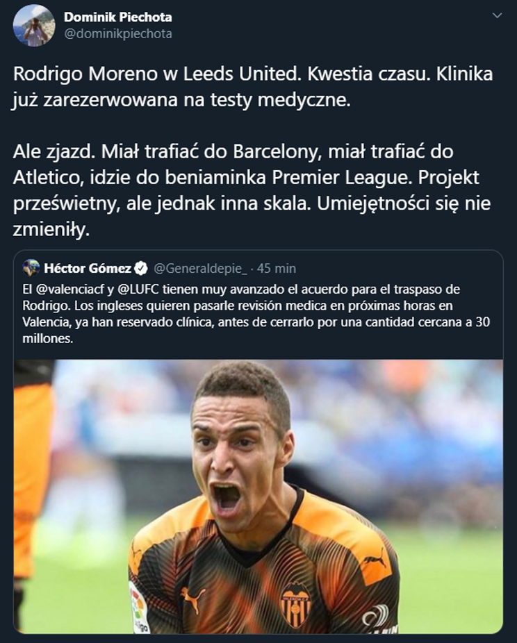 RODRIGO MORENO ZMIENIA KLUB!